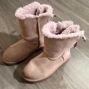 UGG Pink Suede Faux-Shearling Winter Boots for Women